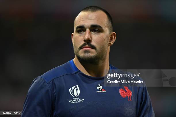 Jean-Baptiste Gros of France looks on during the Rugby World Cup France 2023 match between France and Uruguay at Stade Pierre Mauroy on September 14,...