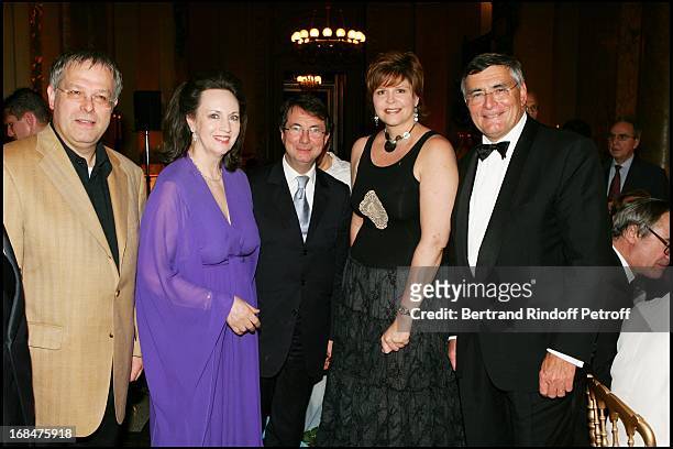 Christoph Pregardien, Mrs. Claude Janssen, Gerard Mortier, Susan Graham and Jean-Louis Beffa at The Arop Gala At Opera Garnier.
