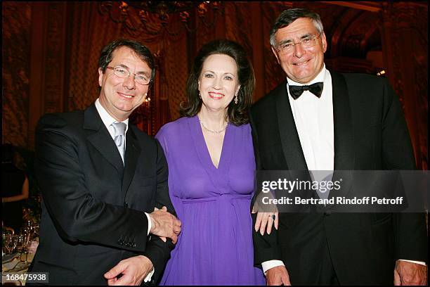 Gerard Mortier, Mrs. Claude Janssen and Jean-Louis Beffa at The Arop Gala At Opera Garnier.