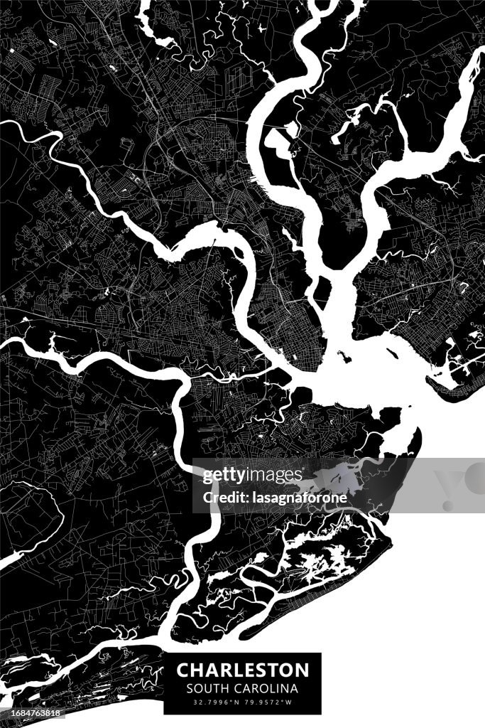 Charleston, South Carolina, USA Vector Map