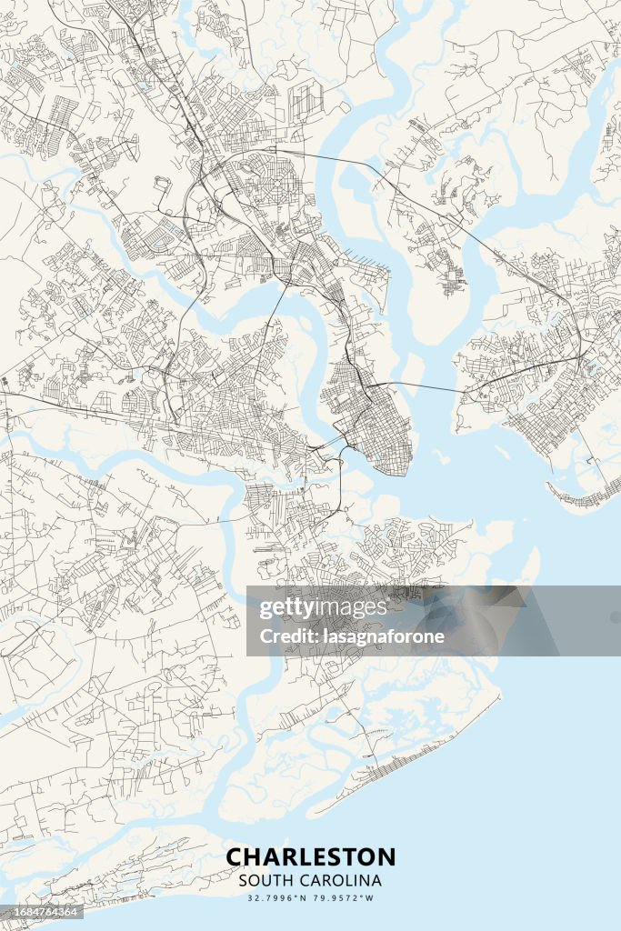 Charleston, South Carolina, USA Vector Map