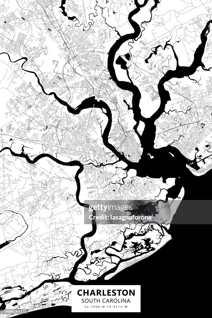 Charleston, South Carolina, USA Vector Map
