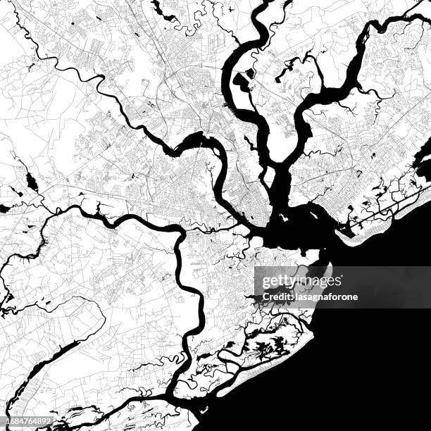 charleston, south carolina, usa vector map - gis mapping stock illustrations