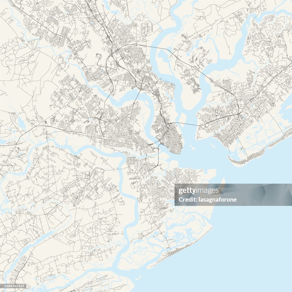 Charleston, South Carolina, USA Vector Map