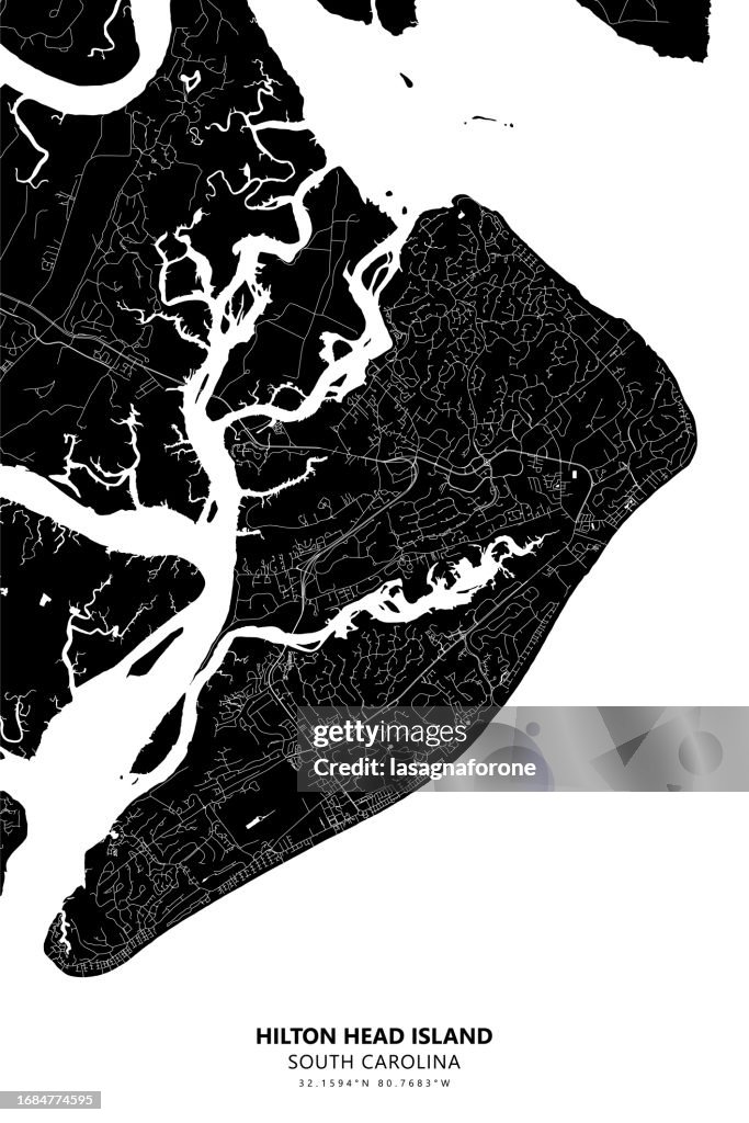 Hilton Head Island, South Carolina, USA Vector Map