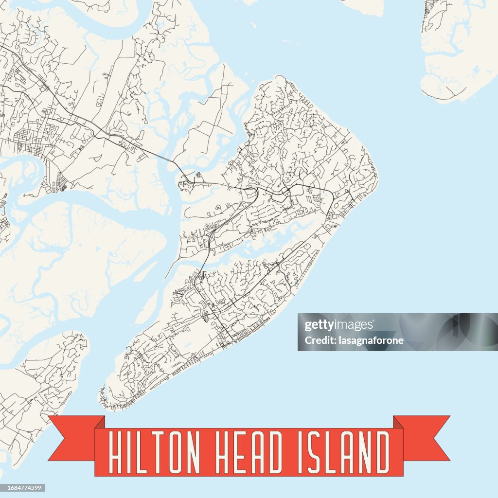 Hilton Head Island, South Carolina, USA Vector Map