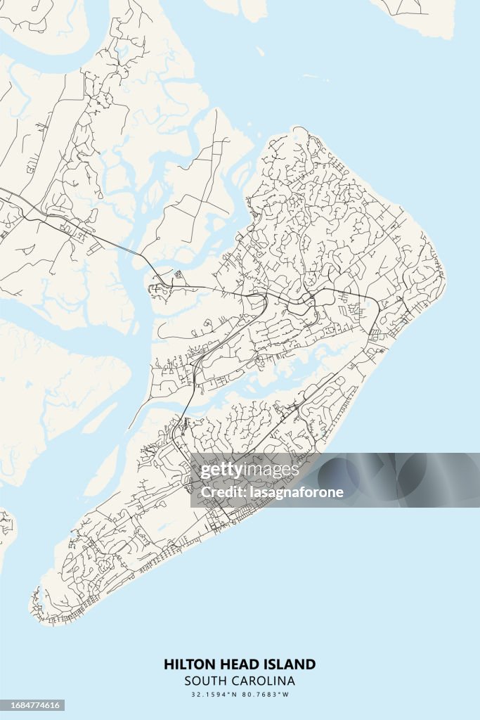 Hilton Head Island, South Carolina, USA Vector Map