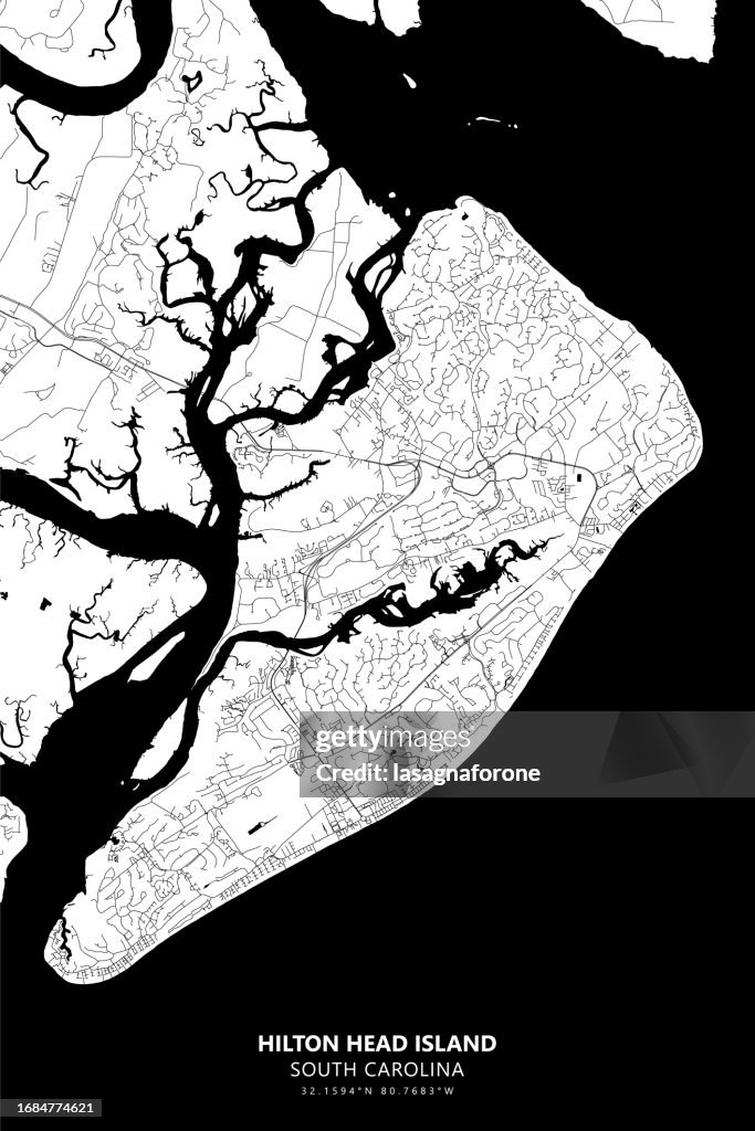 Hilton Head Island, South Carolina, USA Vector Map