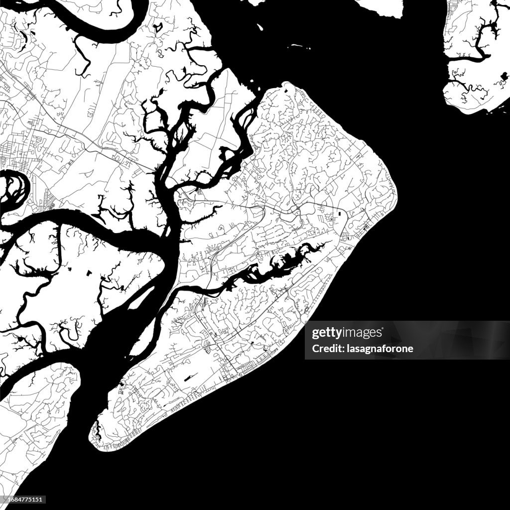 Hilton Head Island, South Carolina, USA Vector Map