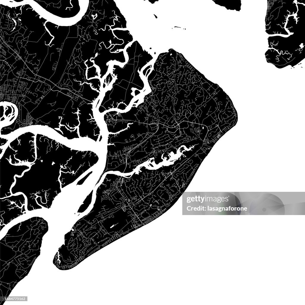 Hilton Head Island, South Carolina, USA Vector Map