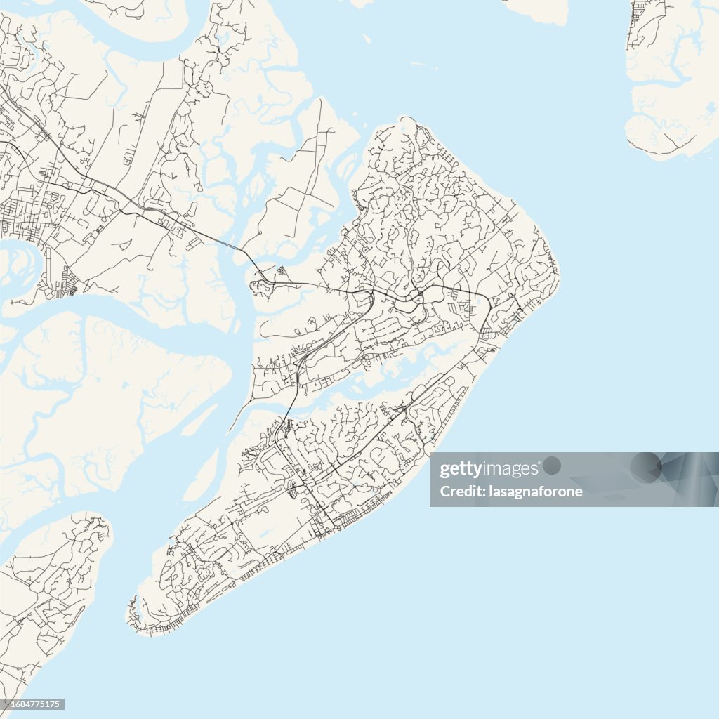 Hilton Head Island, South Carolina, USA Vector Map