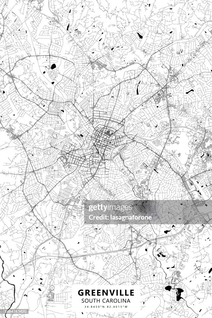 Greenville, South Carolina, USA Vector Map