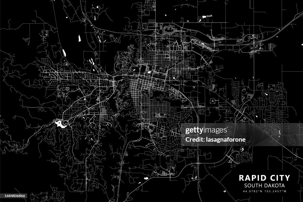 Rapid City, South Dakota, USA Vector Map