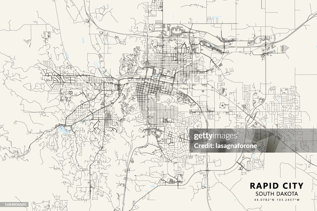 Rapid City, South Dakota, USA Vector Map