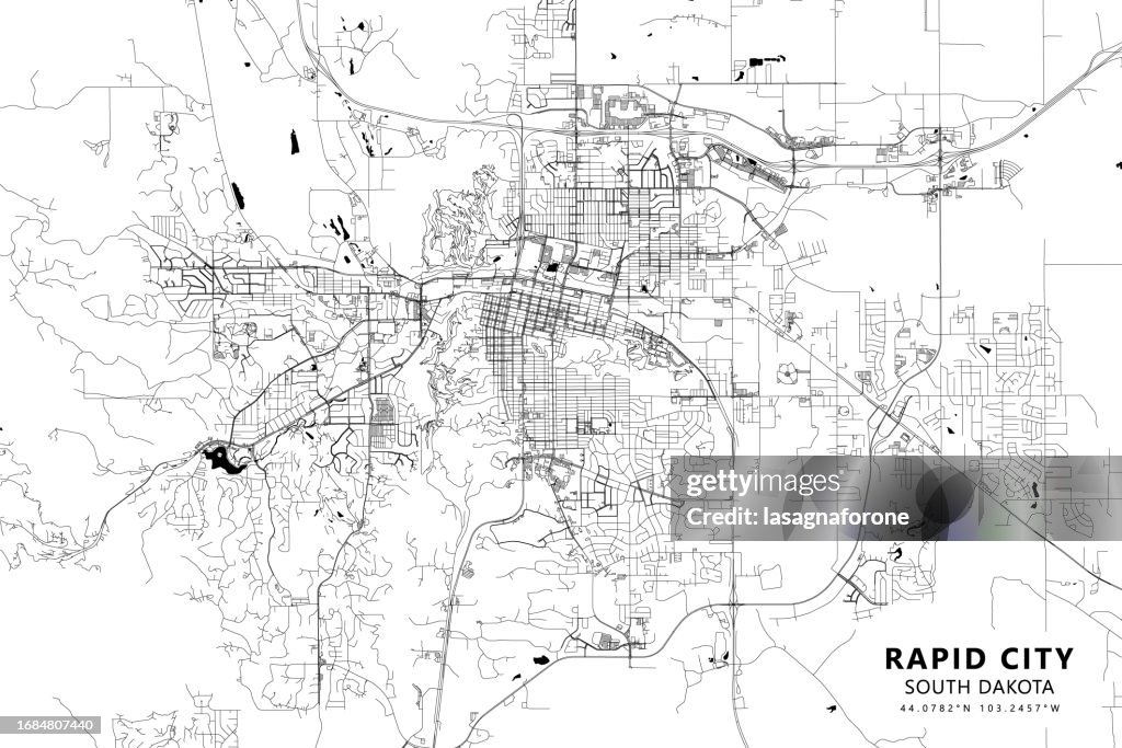 Rapid City, South Dakota, USA Vector Map