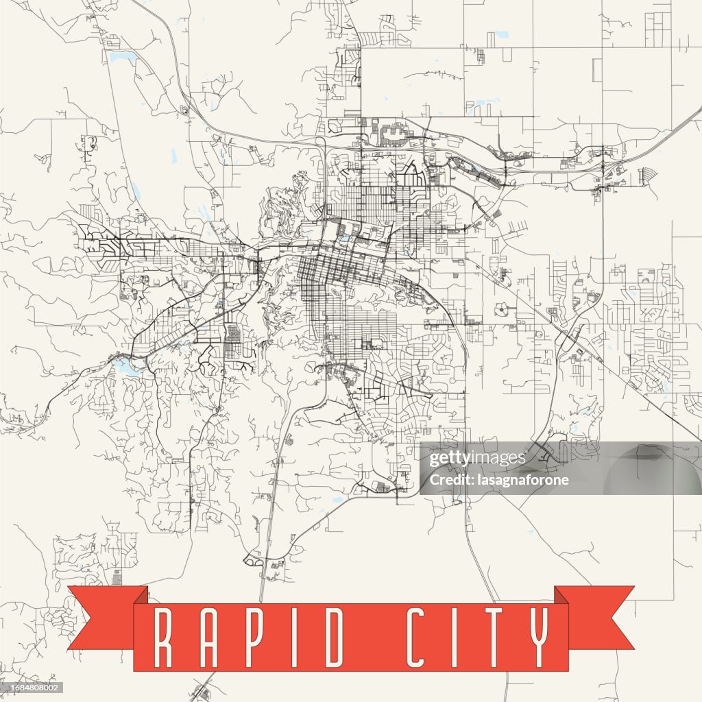 Rapid City, South Dakota, USA Vector Map