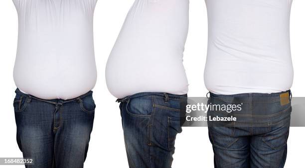 obese man (3 clipping paths) - man back side stock pictures, royalty-free photos & images