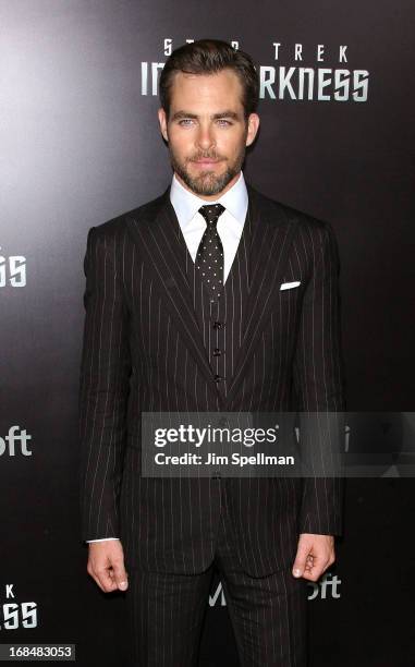 Actor Chris Pine attends the "Star Trek Into Darkness" screening at AMC Loews Lincoln Square on May 9, 2013 in New York City.