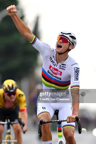 Mathieu Van Der Poel of The Netherlands and Team Alpecin-Deceuninck celebrates at finish line as race winner during the 13th Super 8 – Primus Classic...