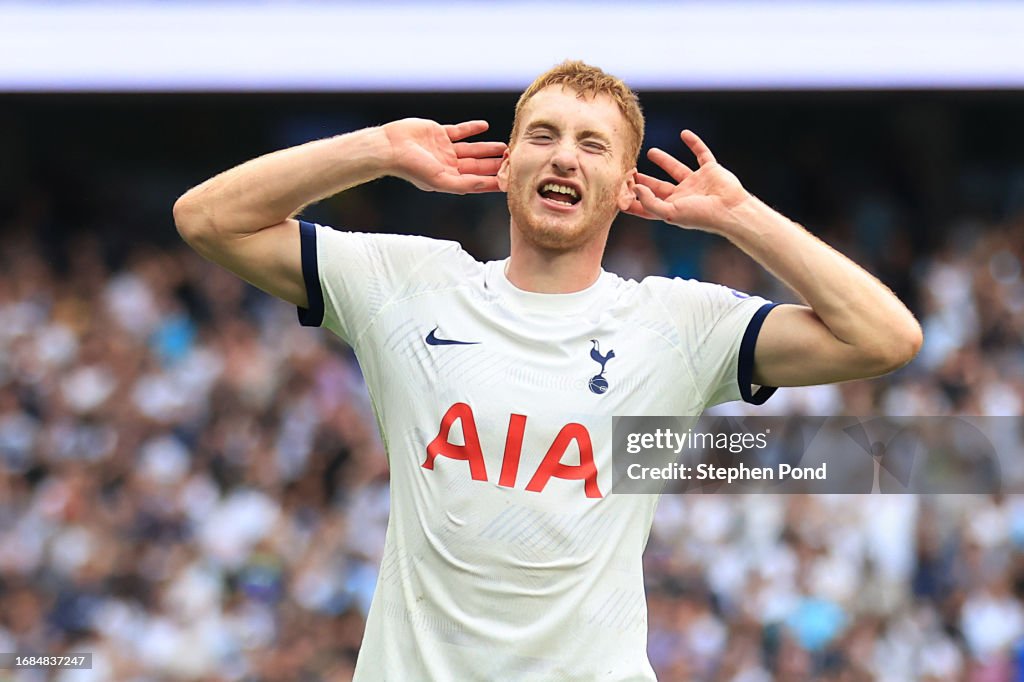 Dejan Kulusevski of Tottenham Hotspur celebrates after scoring the