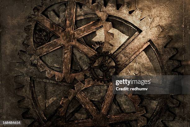 grungy gear background - steampunk stockfoto's en -beelden