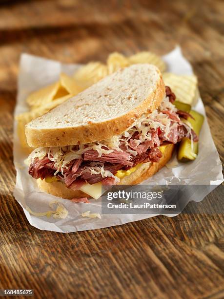 pastrami sandwich - reiben stock pictures, royalty-free photos & images