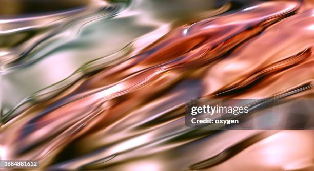 abstract metallic iridescent neon waves soft curved shapes background distorted waves champagne background. pastel colored soft flowing liquid water - pastel colored stock-fotos und bilder