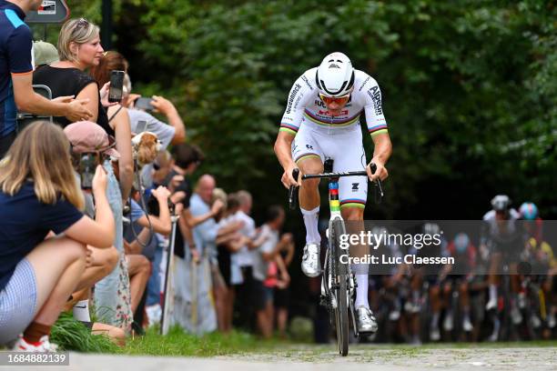 Mathieu Van Der Poel of The Netherlands and Team Alpecin-Deceuninck competes during the 13th Super 8 – Primus Classic 2023 a 203.6km one day race...