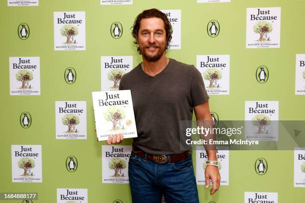 Matthew McConaughey celebrates the release of "Just Because" at Barnes & Noble The Grove on September 16, 2023 in Los Angeles, California.