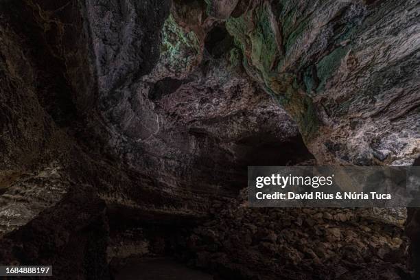 los verdes cave in lanzarote - lava stone stock pictures, royalty-free photos & images