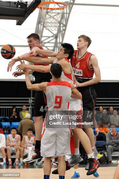 General action during the Nike International Junior Tournament game between Lietuvos Rytas Vilnius v Team China at London Soccerdome on May 10, 2013...