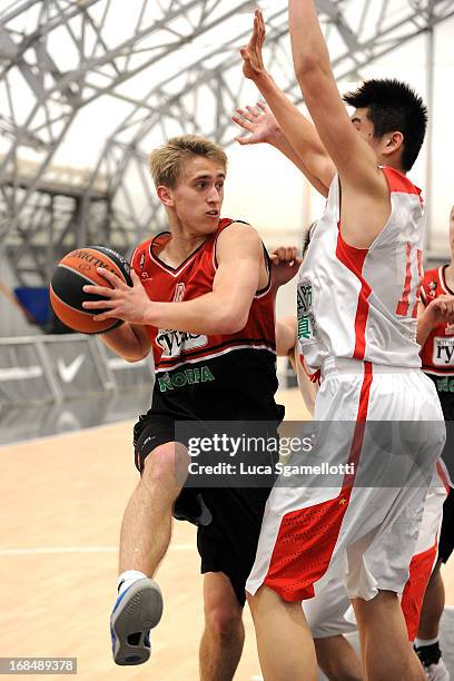 Augustas Suliauskas, #5 of Lietuvos Rytas Vilnius in action during the Nike International Junior Tournament game between Lietuvos Rytas Vilnius v...