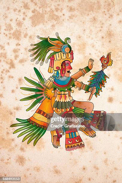 ilustraciones, imágenes clip art, dibujos animados e iconos de stock de curandero aztecas de papel ilustración en - aztec