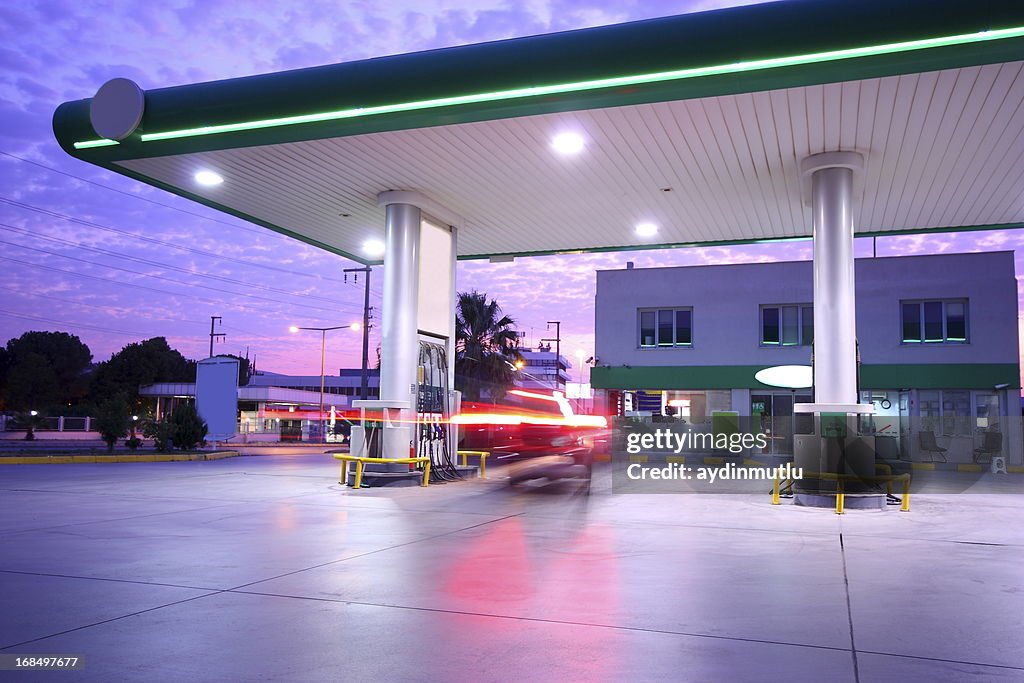 Beautiful long exposure photograph of a refueling station