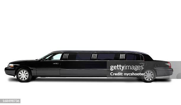 stretch limousine isolated on white - limousine car stock pictures, royalty-free photos & images