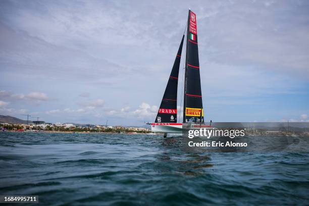 Jimmy Spithill of Australia, Francesco Bruni of Italy, Umberto Molineris of Italy, Andrea Tesei of Italy and Luna Rossa Prada Pirelli Team during the...