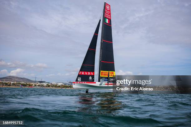 Jimmy Spithill of Australia, Francesco Bruni of Italy, Umberto Molineris of Italy, Andrea Tesei of Italy and Luna Rossa Prada Pirelli Team during the...