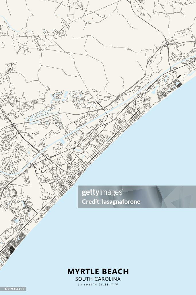 Myrtle Beach, South Carolina, USA Vector Map