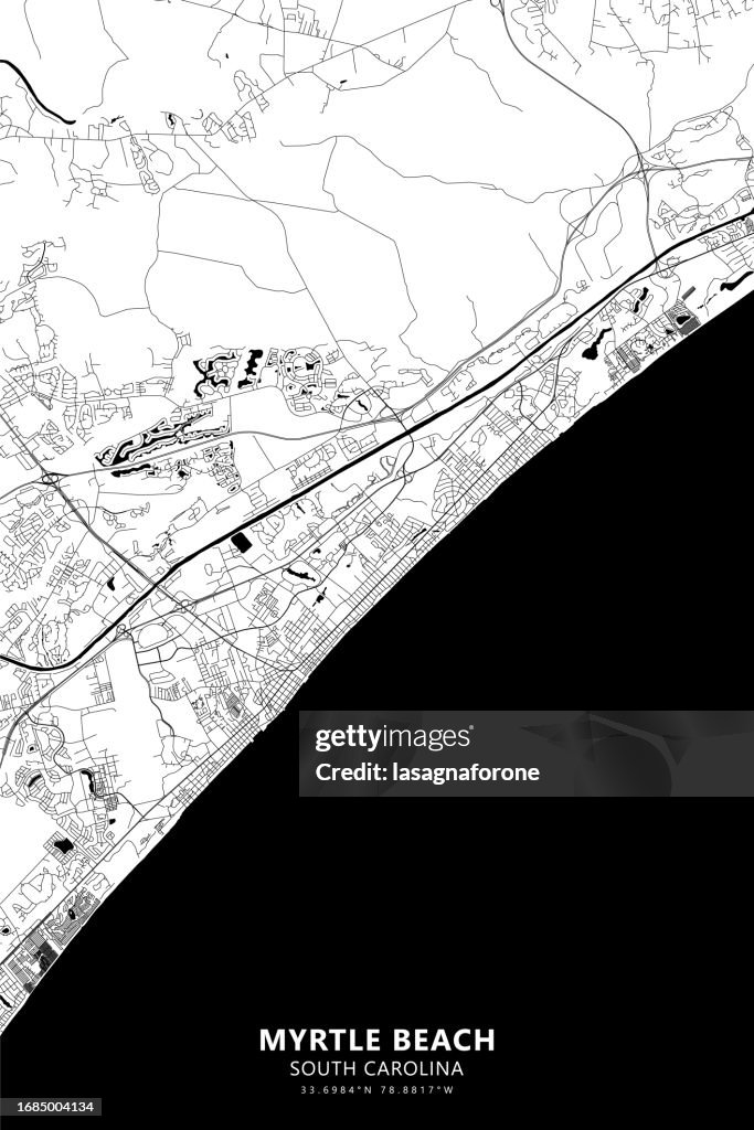 Myrtle Beach, South Carolina, USA Vector Map
