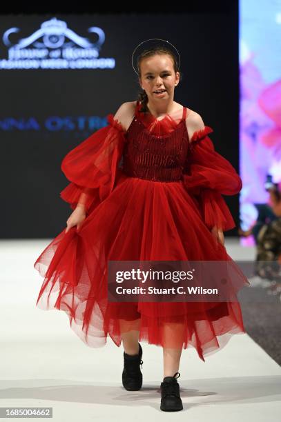 Model walks the runway for Adrianna Ostrowska at the House of Ikons show during London Fashion Week September 2023 on September 16, 2023 in London,...