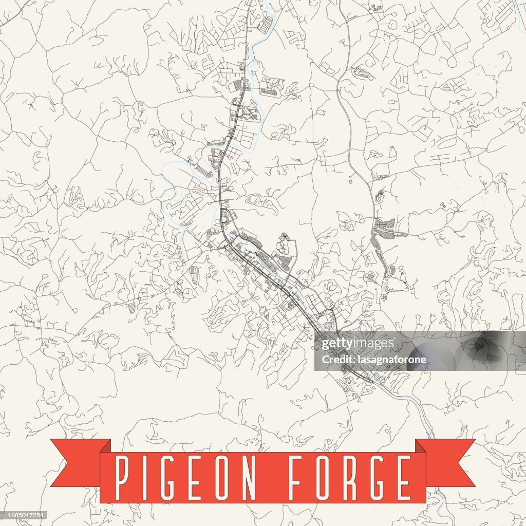 Pigeon Forge Tennessee, USA Vector Map