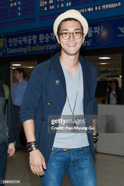 Siwon of South Korean boy band Super Junior is seen upon arrival at Incheon International Airport on May 10, 2013 in Incheon, South Korea.