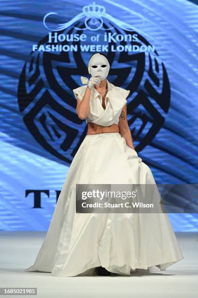 Model walks the runway for TUVZA represented by B20 Events at the House of Ikons show during London Fashion Week September 2023 on September 16, 2023...