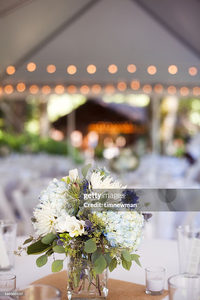 Flower center piece at a formal event