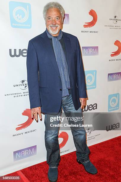 Singer Tom Jones arrives at the NARM Music Biz Awards dinner party at the Hyatt Regency Century Plaza on May 9, 2013 in Century City, California.