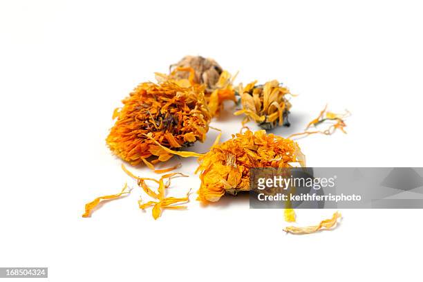 calendula flower dried - field marigold stock pictures, royalty-free photos & images