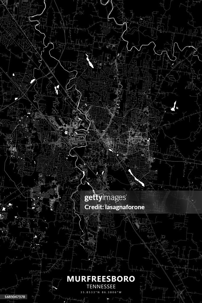 Murfreesboro, Tennessee, Vereinigte Staaten von Amerika Vektorkarte