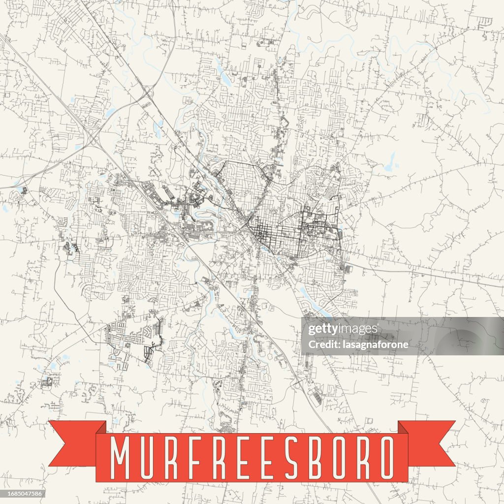 Murfreesboro, Tennessee, USA Vector Map