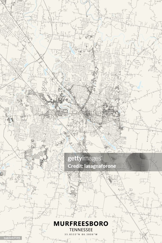 Murfreesboro, Tennessee, Vereinigte Staaten von Amerika Vektorkarte