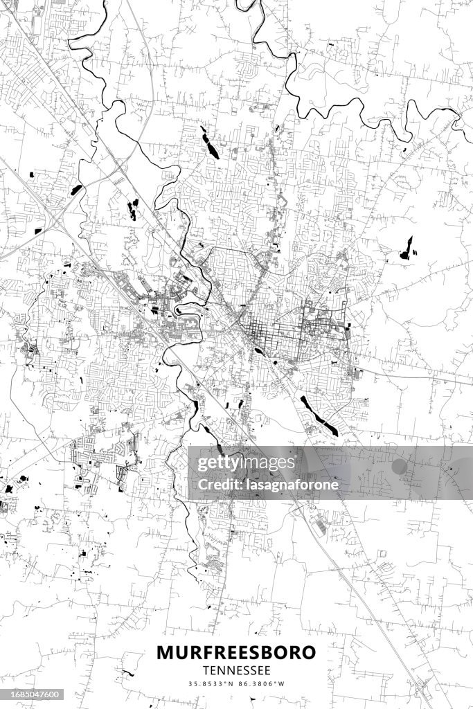 Murfreesboro, Tennessee, USA Vector Map